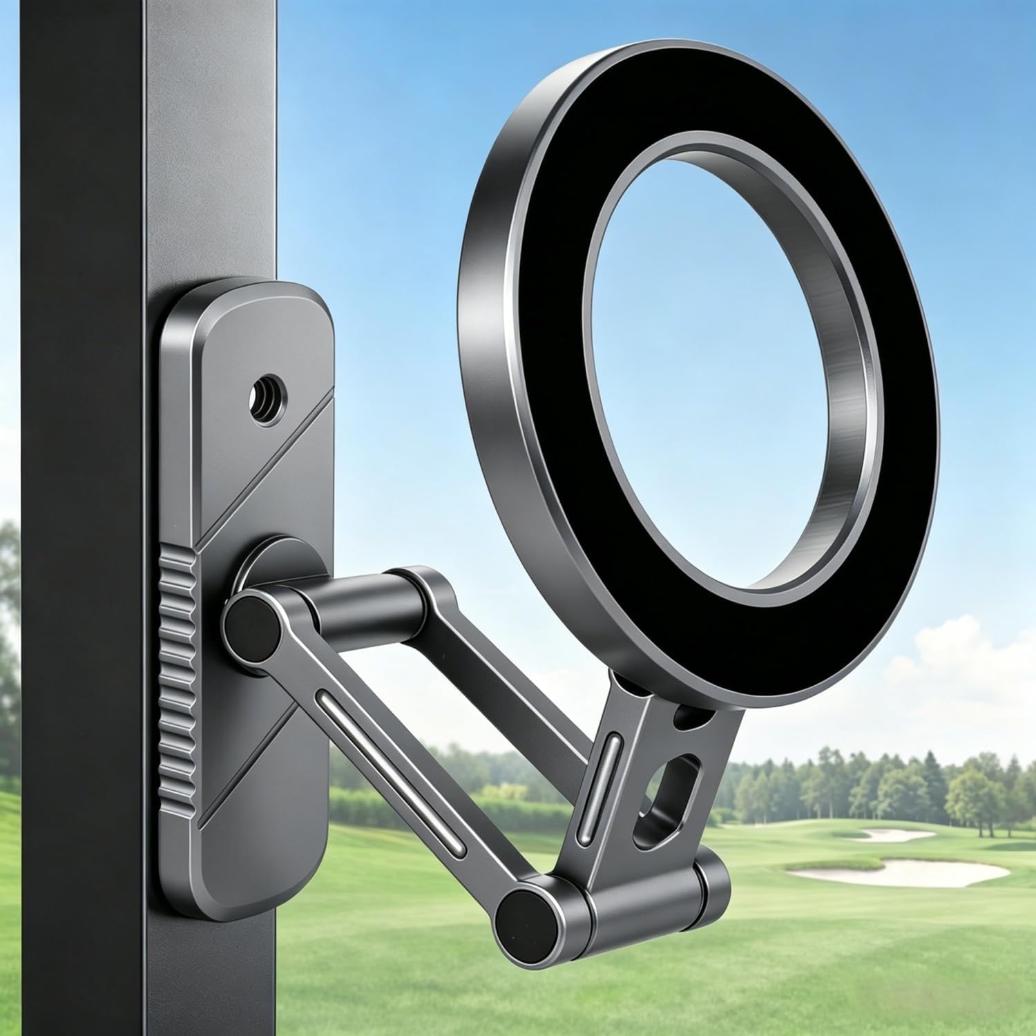 SUPBEE Upgraded Magnetic Golf Cart Phone Holder, Triple-Fold All-Alloy Phone Mount for MagSafe iPhone 12-17, Golf Accessories Gifts for Men Dad Golfers, Fits EZGO, Club Car, Yamaha