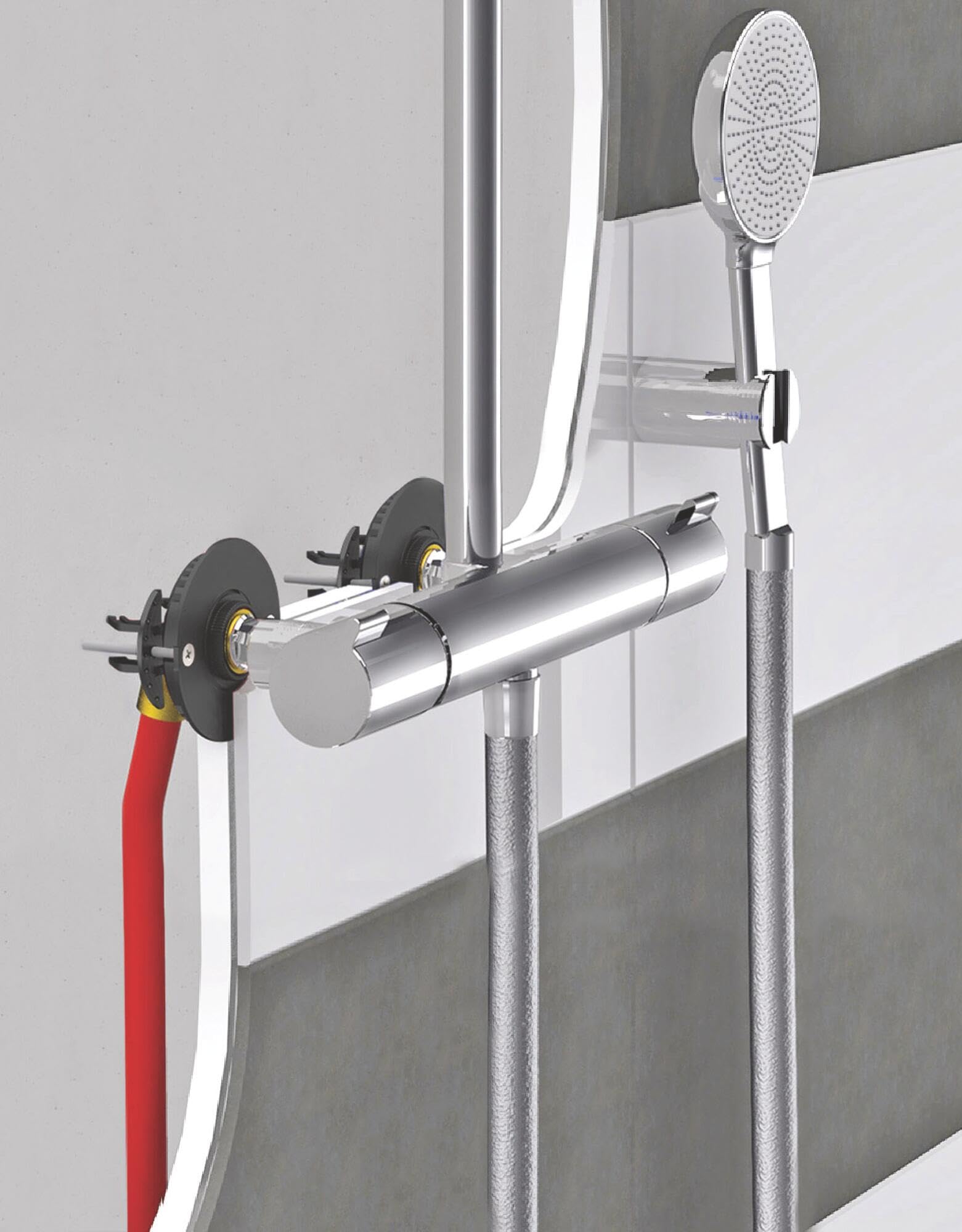 SOMATHERM FOR YOU - Système de fixation de robinetterie Douche ou Bain/Douche pour tube PER de diamètre 16 - Kit complet avec raccords à Sertir F15/21 - Le plus résistant du marché -Fabriqué en France