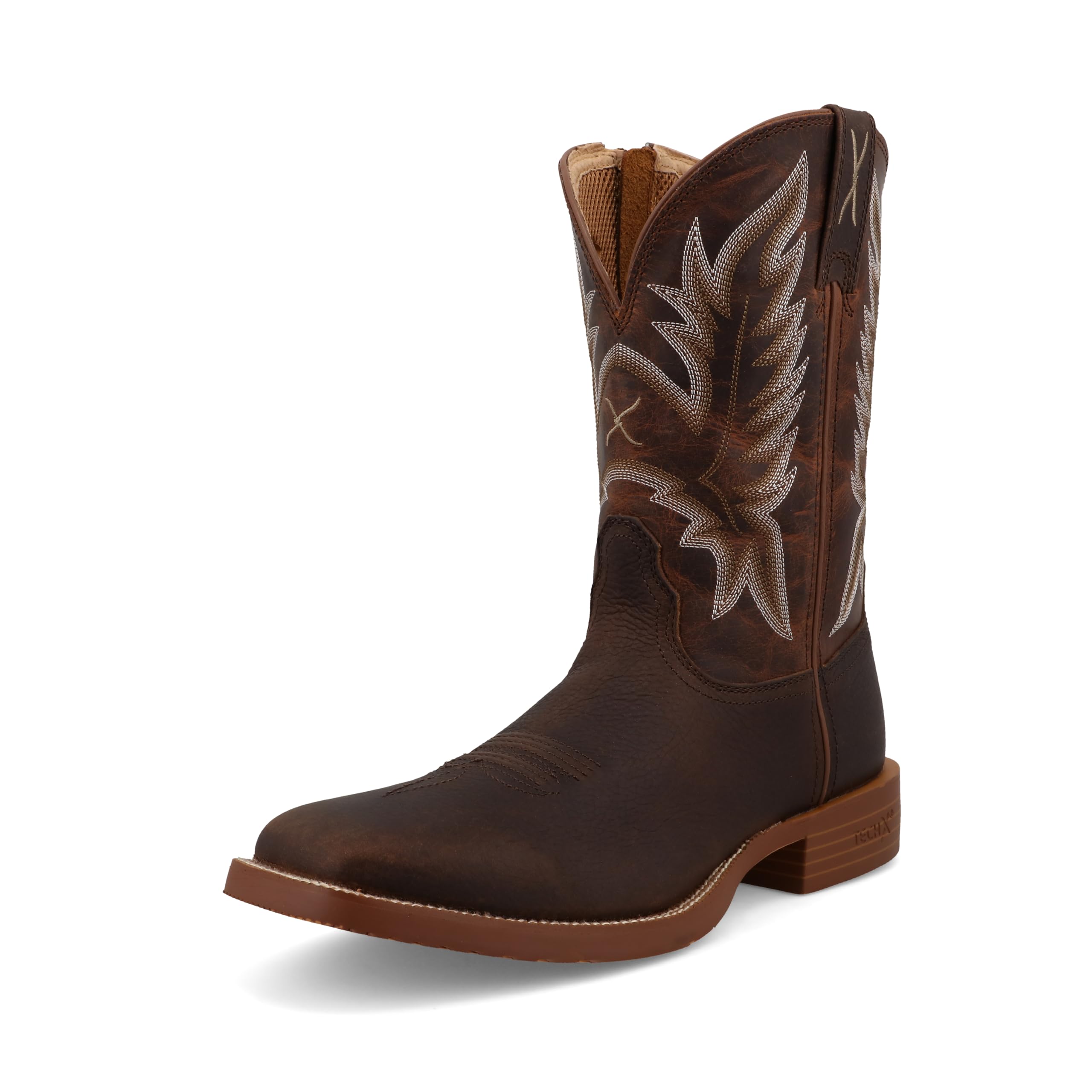 Twisted X Men's 11" Tech X Boot, Wide Square Toe with CellStretch and Tech X, Tobacco Brown &amp; Adobe, 8 D