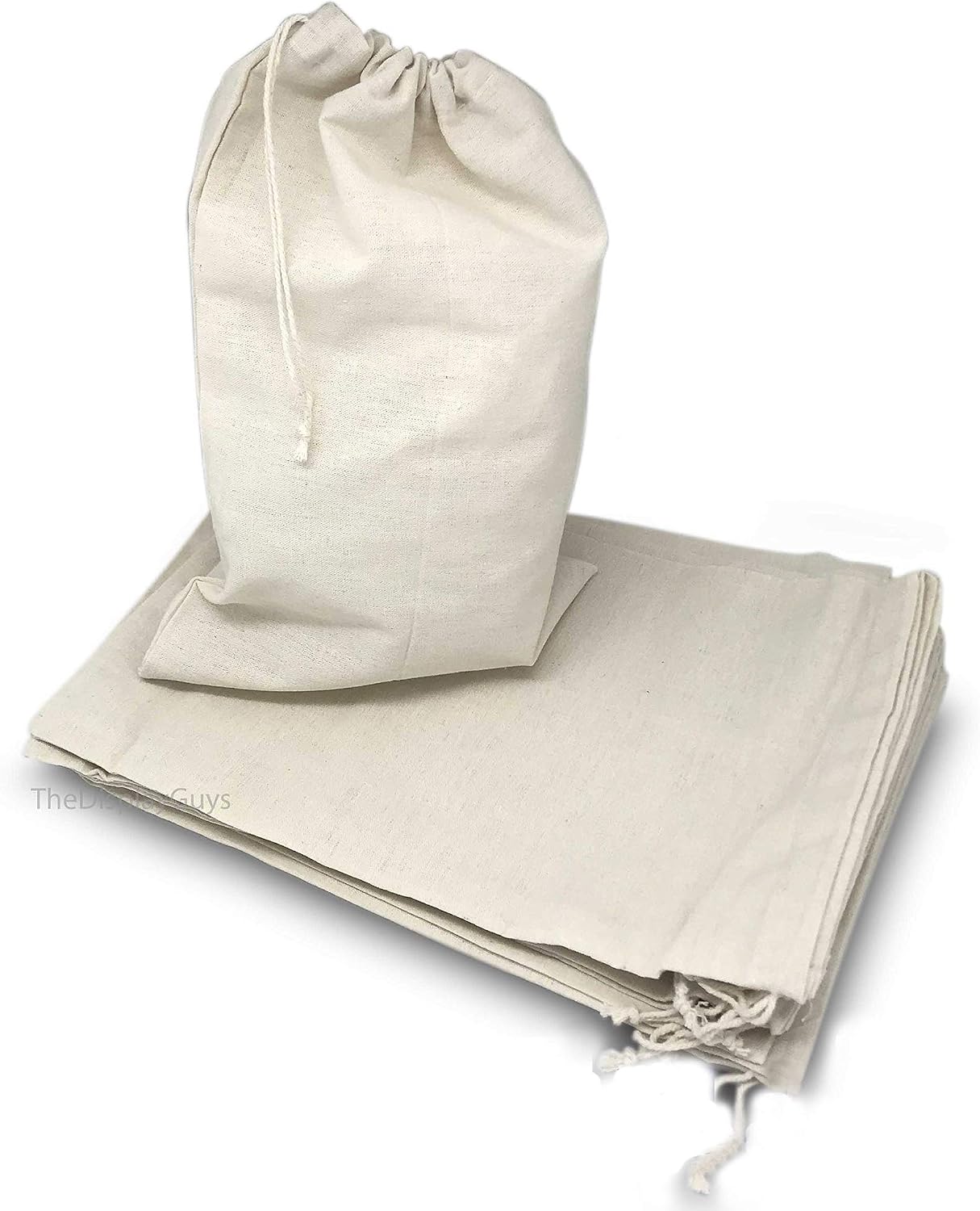 The Display Guys 48-Pack Reusable 12x16 Cotton Canvas Muslin Bags w. Drawstring - Multi-Purpose - Gifts, Laundry, Grocery