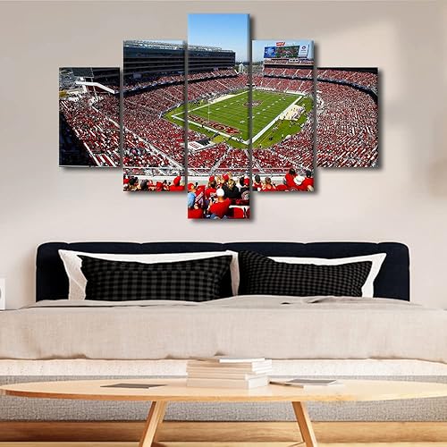 Vista 92 de Cuadros de estadios deportivos de fútbol americano de Minnesota, cuadros de vikingos, 5 paneles, lienzo para pared, arte de pared del estadio