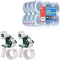 Vista 1 de JARLINK Paquete de 2 pistolas dispensadoras con 2 rollos de cinta con cinta de embalaje transparente (18 rollos) para embalaje de envío, sellado