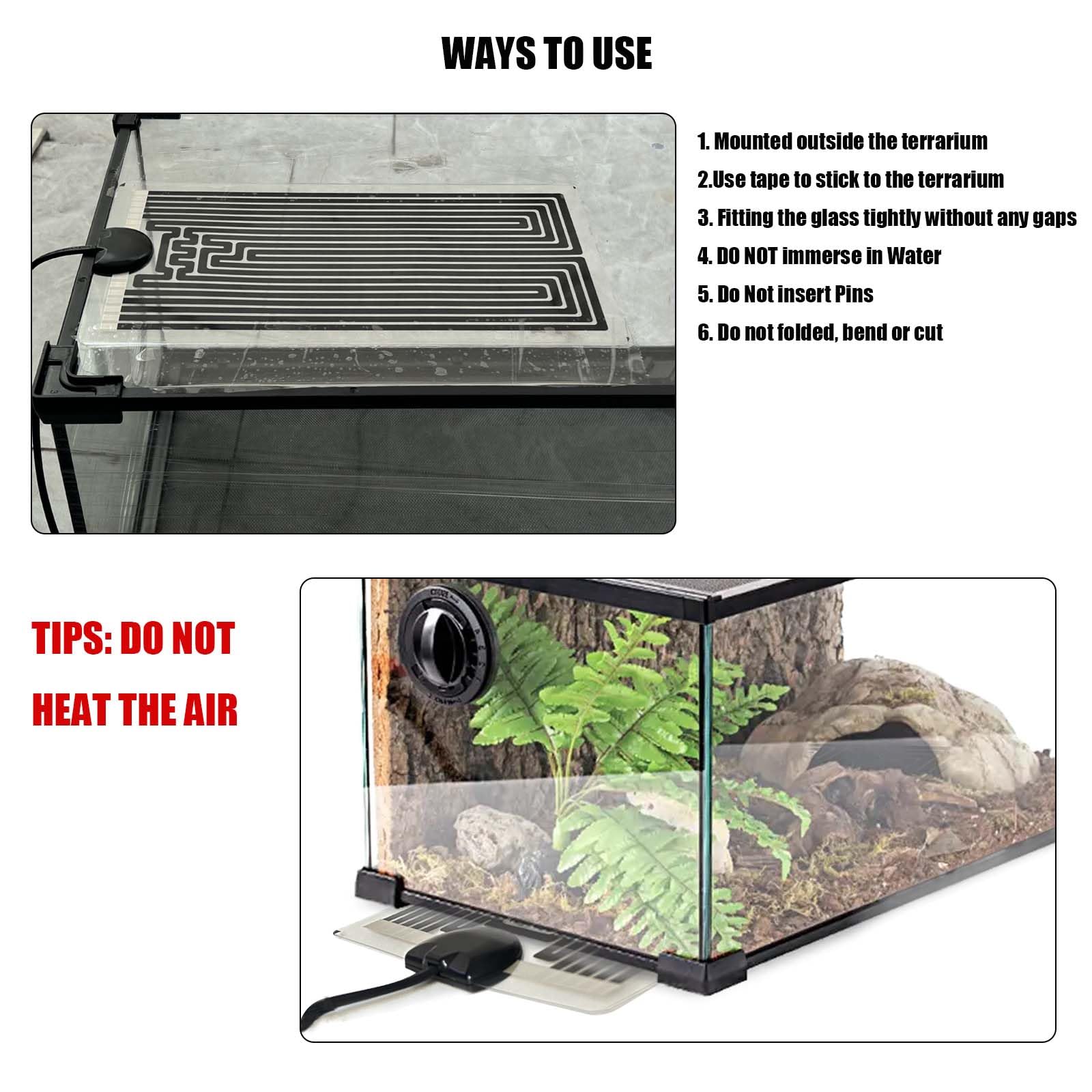 Reptile Heat Mat with Adjustable Temperature Control, Terrarium Heat Warm mats for Pet Tank Tortoise/Snakes/Lizard/Gecko(28W, Large 28 * 28 cm) — view 4