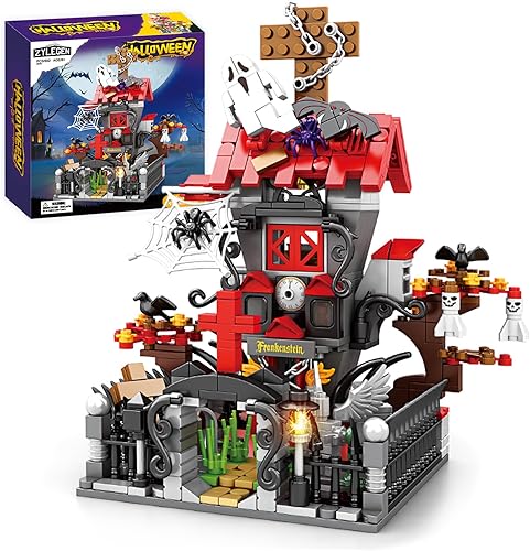 ZYLEGEN Kit de bloques de construcción de casa embrujada de Halloween, kit de construcción de vampiro fantasma para niños, bolsas de regalos de