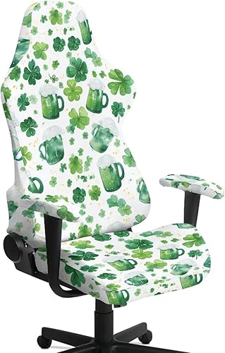 Miniatura 19 de Suobstales Wood Pattern Gaming Chair Cover with Armrest Covers, Stretchable Gaming Computer Office Chair Seat Cover Slipcovers with Zipper Universal