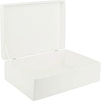 Vista 16 de Caja de almacenamiento grande de madera blanca con tapa con bisagras 30 x 20 x 14 cm (+-1.27 cm) Caja de regalo para herramientas, juguetes