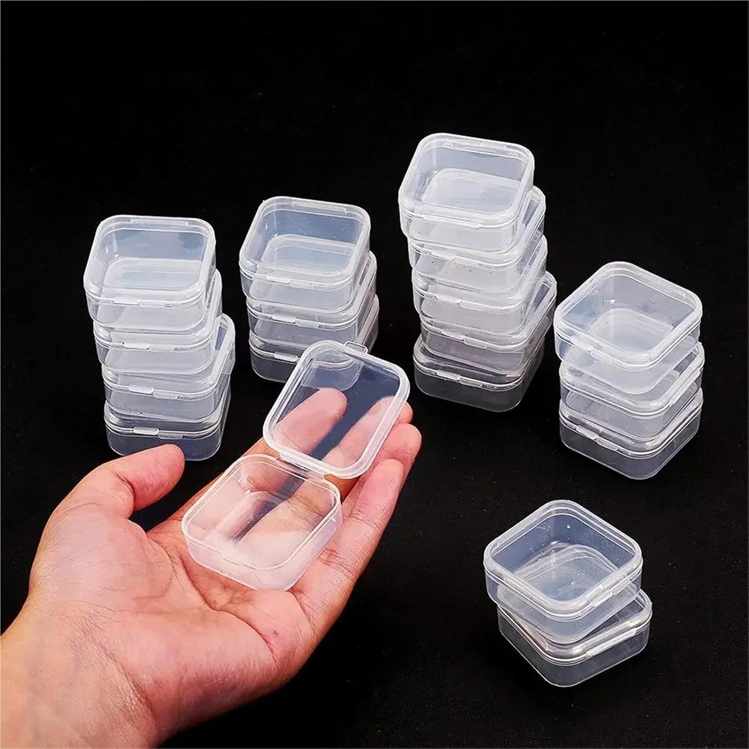 Small Plastic Box 54Pcs Mini Clear Plastic Storage Containers Box with Hinged Lids Empty Boxes for Beads Small Items Crafts Jewelry Case