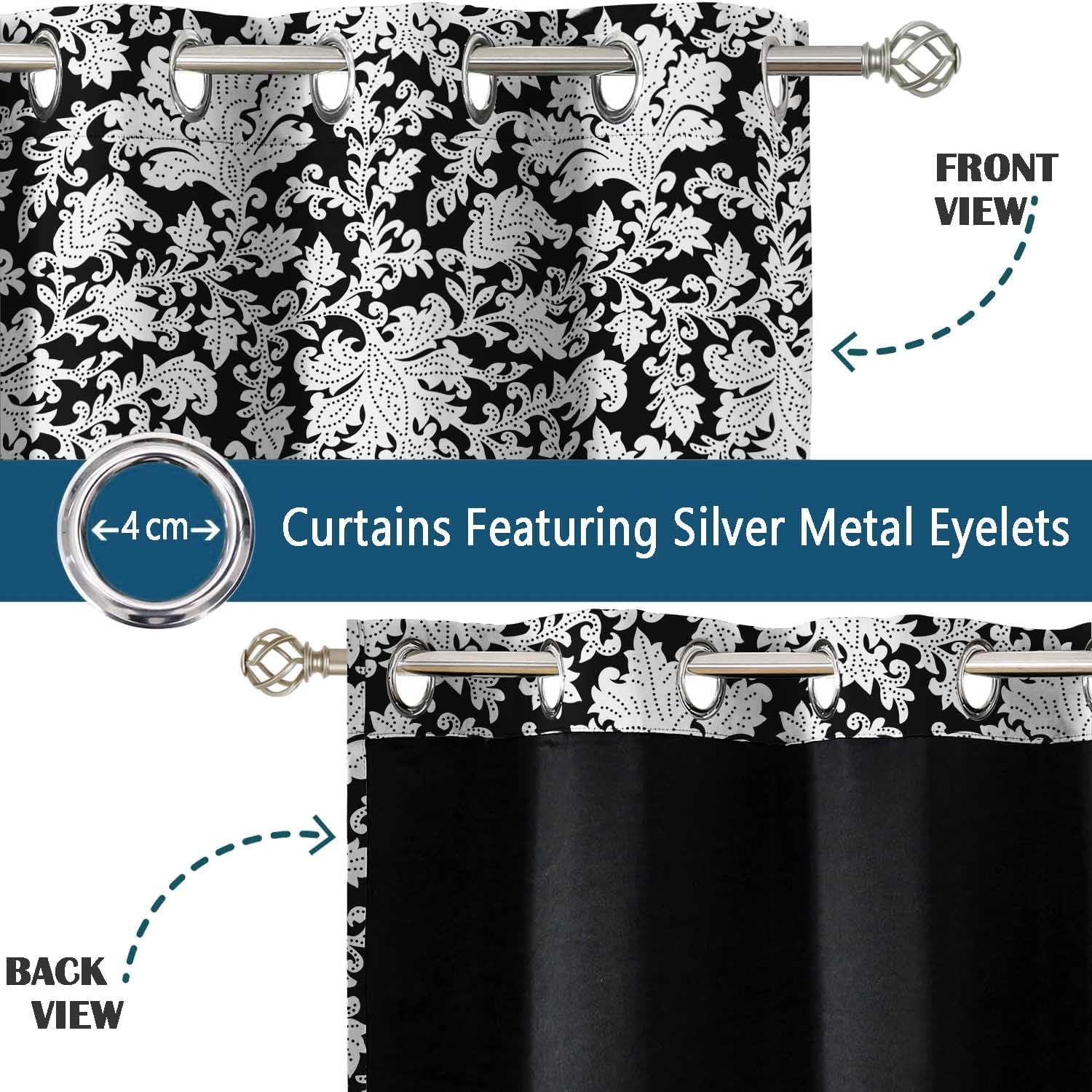 Motif Design Blackout Curtains - Set of 2 Panels, 42 x 63 Inches Each - Light Blocking & Thermal Insulated Drapes with Grommet Top for Bedroom & Living Room - Black