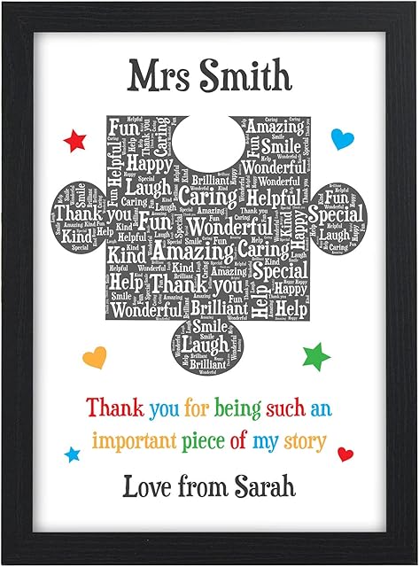 Personalised Teacher Gift - Puzzle Piece Thank You Gifts for School Teacher, TA, Nursery, Leaving - Gifts for Teachers, Teaching Assistants, Nursery Teachers - ANY NAME - Appreciation (Personalised)
