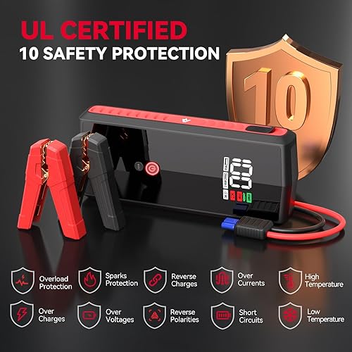 Miniatura 3 de Andeman Arrancador de batería de 2000 A pico de 20000 mAh, paquete de batería de arranque PD65 W de carga rápida para motor diésel de hasta 10 L o
