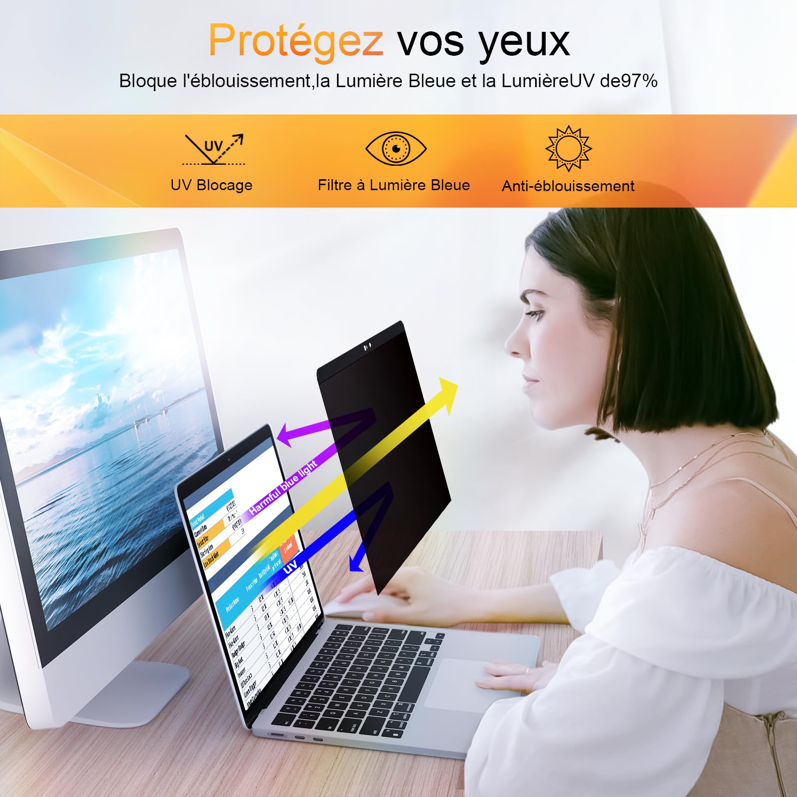 Filtro Privacy Magnetico Premium per Apple MacBook Pro 13 Pollici (2016-2022, M1,M2)&MacBook Air 13 (2018-2021, M1), Anti Spy/Anti Blu Luce Filtro Schermo Privacy 13.3 Pollici