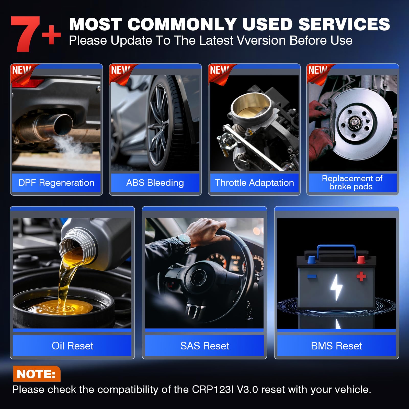 OBD2 Diagnosegerät Auto LAUNCH CRP123i V3,OBD-Diagnosegerät 4 Systeme Diagnose KFZ Codeleser Scanner, 7+ Reset Öl/Brake/SAS/ABS/DPF/BMS/ETS,Bildschirmtastatur&Tastenbedienung