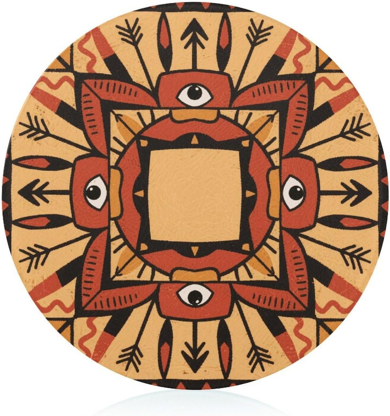Boho Mandala Chopping Block Tempered Glass Cutting Board Mats Round Countertop Cutting Boards Small Charcuterie Boards Bar Cheese Board Snack Tray