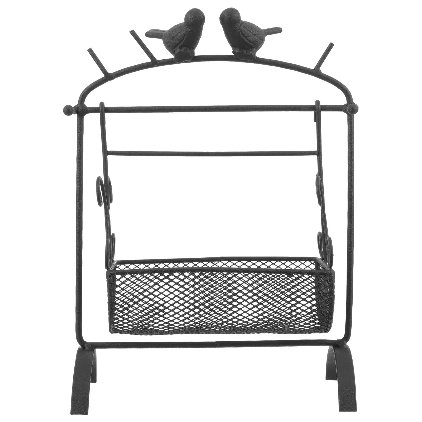 Panier de rangement en métal noir pour éviter la chute des objets de bureau
