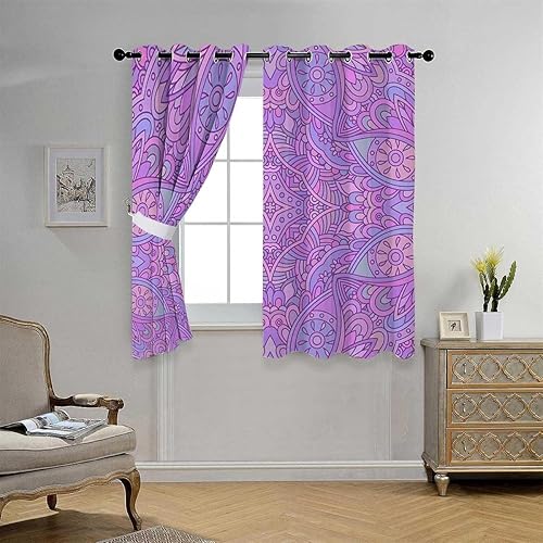 Miniatura 2 de Room Curtains for Bedroom Chinese Classical Texture Doorway Curtain Cortinas para Ventanas De Cuarto 55Inch Width by 45Inch Length,2 Panels
