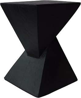 Christopher Knight Home Jerod Lightweight Concrete Accent Side Table, Black - Twisted Hourglass Modern Design for Indoor Outdoor