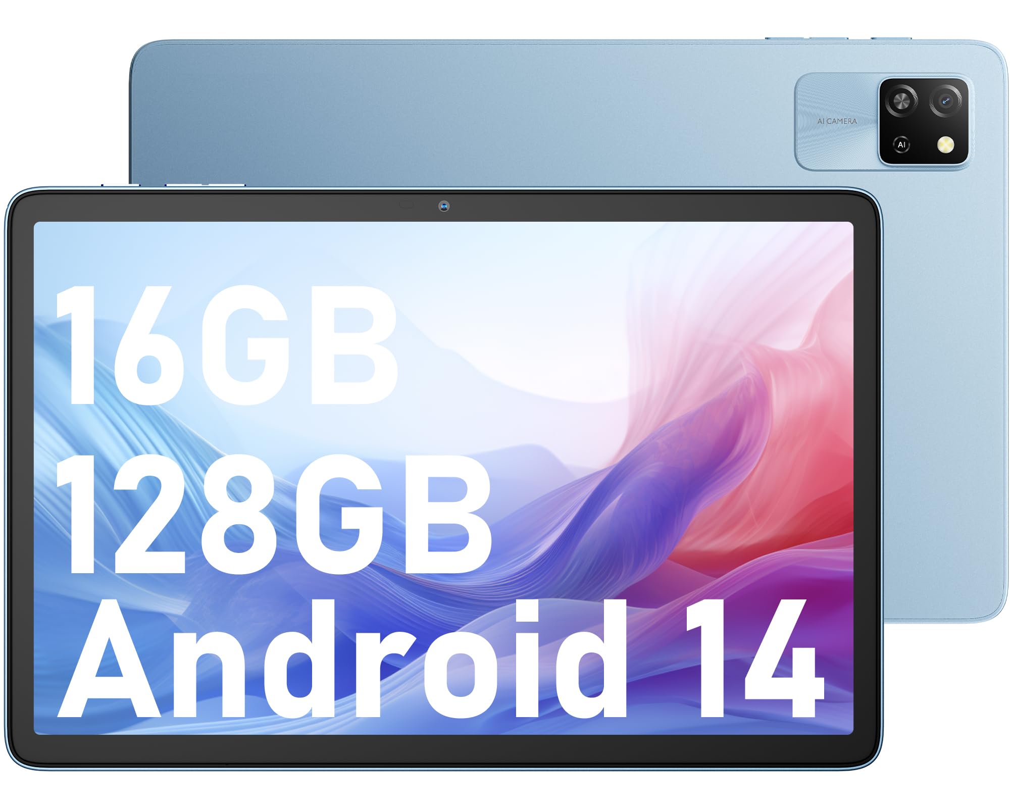 Tab60 WiFi Tablet 10 Inch PC Tablet Android 15, 12GB (4+8Extension) RAM + 128GB ROM (2TB TF), Octa Core WiFi 6, 1280 x 800 HD, Widevine L1, 5100mAh, Dual Camera 5MP + 8MP, BT 5.2