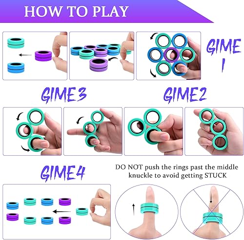 Vista 40 de Cevioce Paquete de 15 anillos magnéticos Fidget Toys Finger Spinner Pack