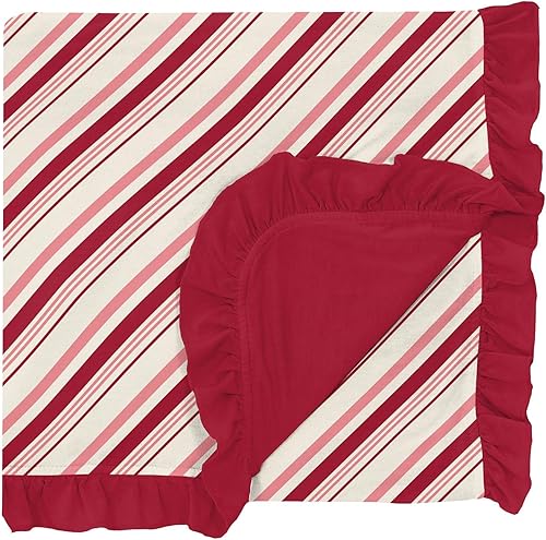 Miniatura 3 de KicKee Pants Manta estampada con volantes, fácil transición de cuna a cama, mantas suaves y sedosas para bebés y niños (2022 Iceberg Menorahsaurus -