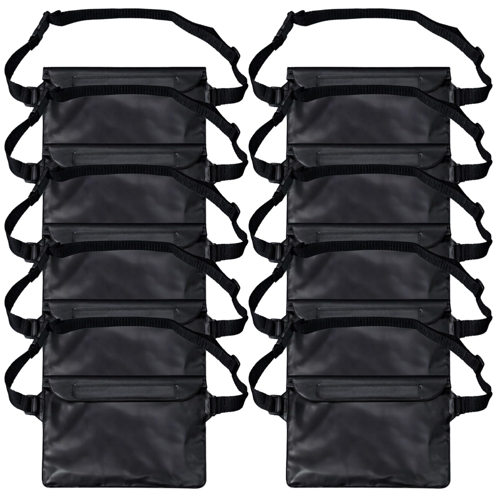 10 Pochettes étanches pour téléphone, lot Noir Type Banane, fenêtre Tactile, 22 x 17 cm, Pochette sèche pour Smartphone sous l'eau, Ceinture réglable pour Natation, Bateau, Plage, Kayak