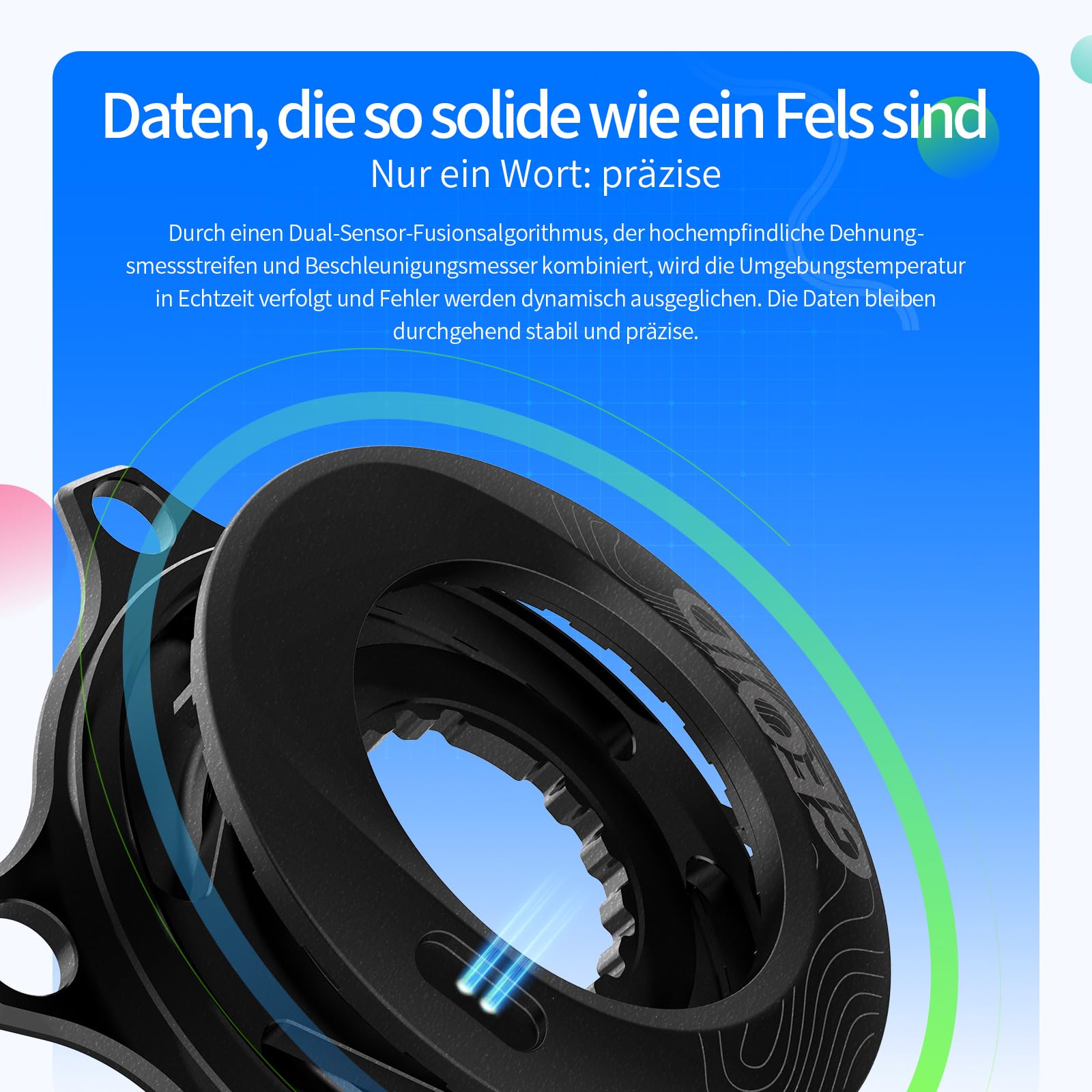GEOID PM500 Leistungsmesser für Rennräder - Kurbelsatz Leichtbau 680g mit Präzision ±1,5%, Akku 300 Stunden, 110 BCD, Bluetooth/ANT+, IPX7 Wasserdicht
