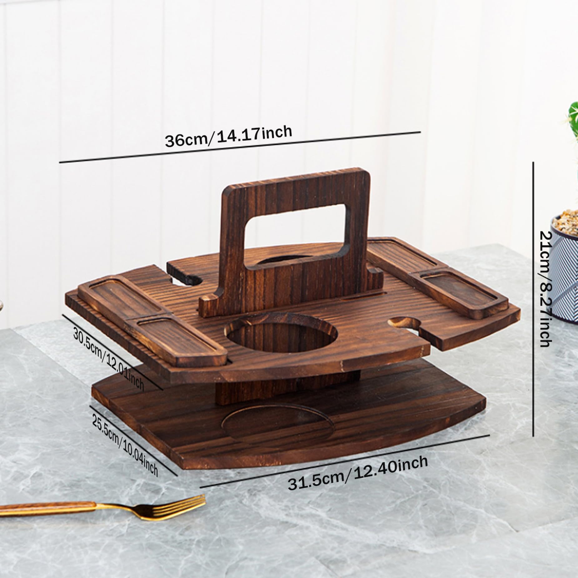 Tavolo da picnic portatile tavolo da picnic in legno tavolo da vino staccabile con 2 porta e snack, tavolo da picnic con manico per festa, picnic, campeggio, stile spiaggia 2, tavolo da picnic