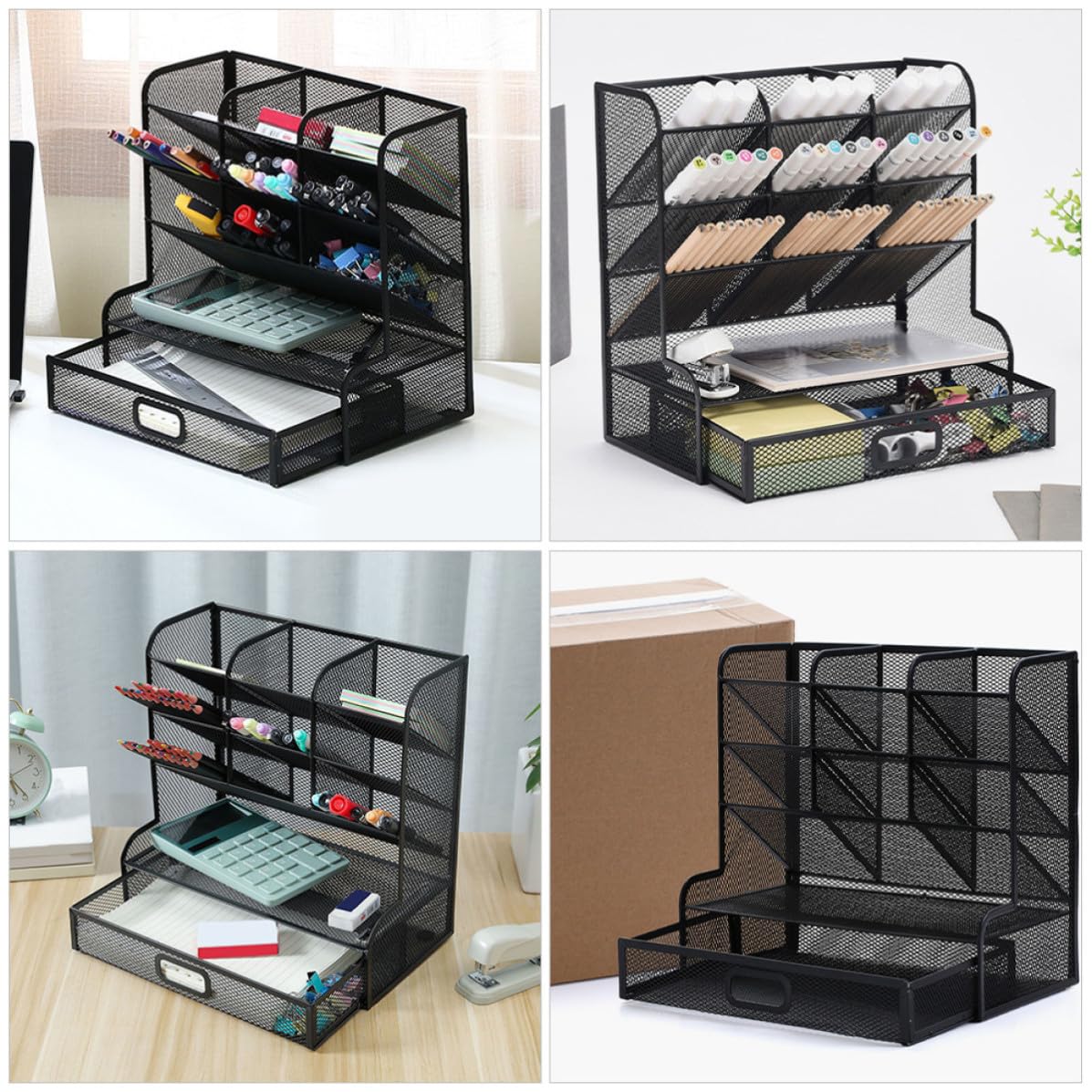 Metall Stifteorganizer für Schreibtisch mit 9 Fächern Platzsparend und Robust für Klassenzimmer und Büroorganisation