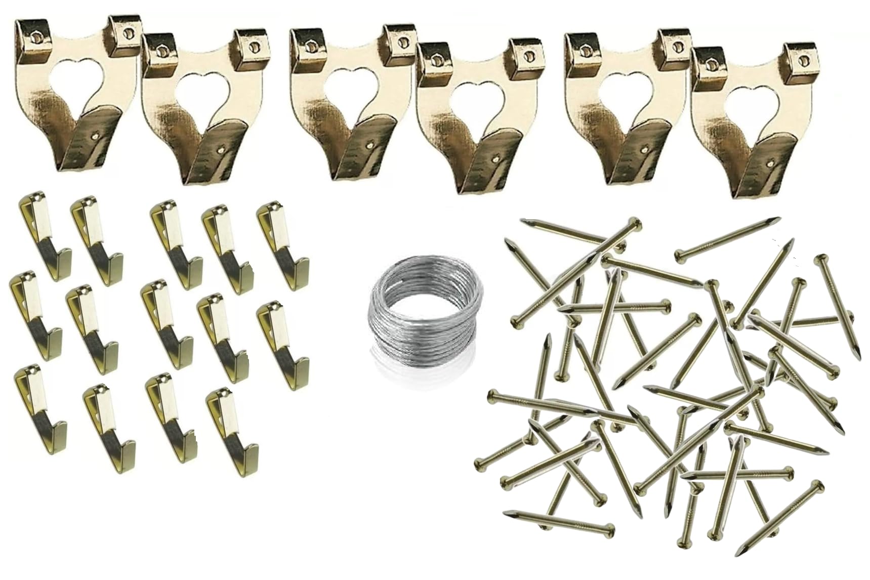Lr Supplies Mixed 60Pc Picture Hanging Kit Hooks Wire Nails Hard Wall Frame Fixing Hanger Mirror