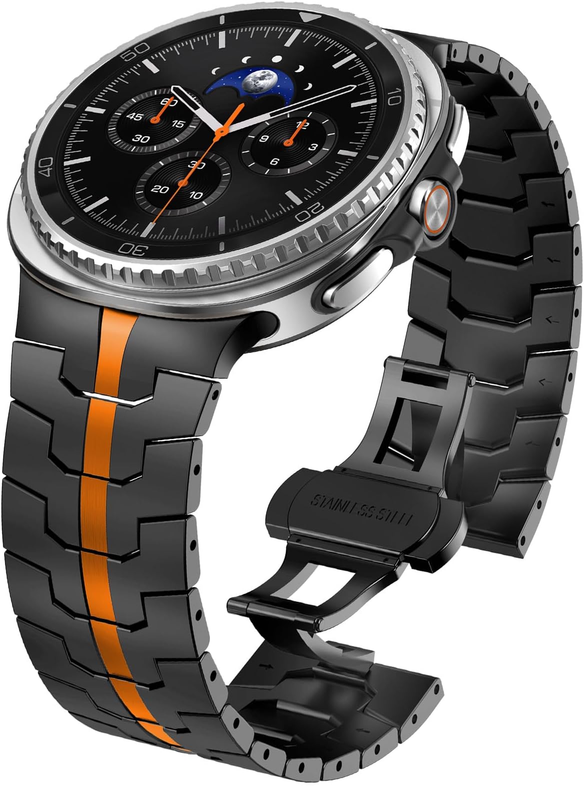 WINGLE for Galaxy Watch 8/8 Classic Band Samsung Galaxy Watch Ultra Bands 47mm 2025/2024 Men Rugged Metal Band Durable Armor Robust Stainless Steel Classy Casual Business Bands Butterfly Folding Clasp