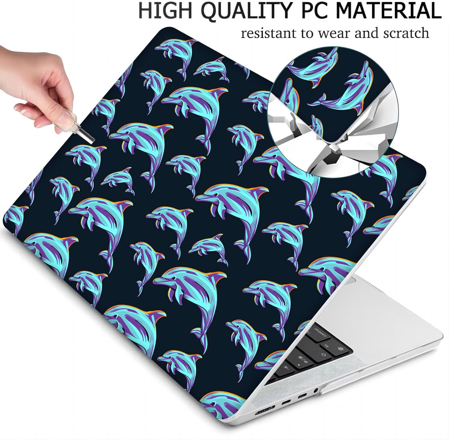 Compatible with MacBook Neo 13-inch, Hard Shell Case with Keyboard Cover and Screen Protector (A3404 A18 Pro chip, 2026 Release) - Dolphins MD8679