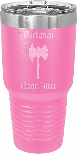 Miniatura 4 de D&D - Vaso de acero inoxidable con aislamiento y jugo de rabia bárbara, con tapa, diseño de dragones y mazmorras, regalos DND (30 onzas, negro)