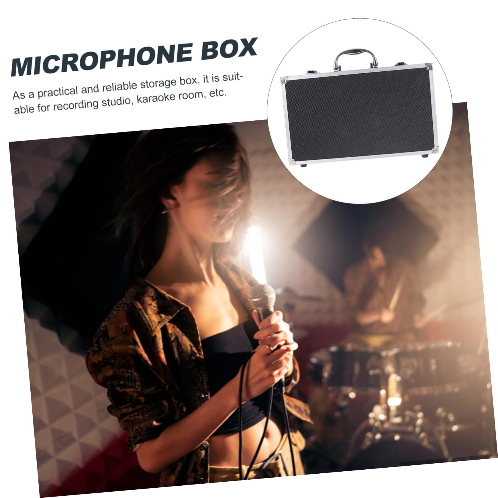 Valigetta Rigida per Microfoni Wireless, Custodia da 2 Posti Nero | Struttura Multi-slot, Lega di Alluminio e Spugna, Protezione e Alloggio per Sala Karaoke e Registrazione