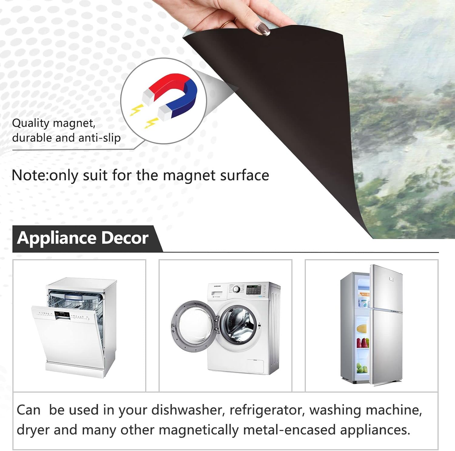 Naanle Dishwasher Magnet Cover Poppy Fields Near Argenteuil Claude Monet Front Dishwasher Cover Magnetic Home Cabinet Decals Appliances Stickers Refrigerator Decorative 23" x 26"