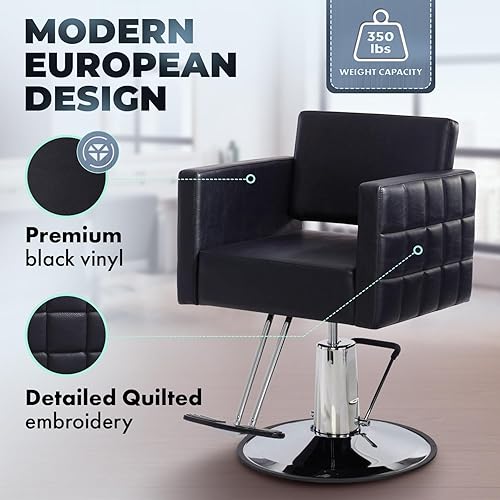 Miniatura 4 de Buy-Rite Icon Styling - Moderno asiento de salón negro con diseño acolchado ancho, marco de acero, bomba hidráulica y características fáciles de