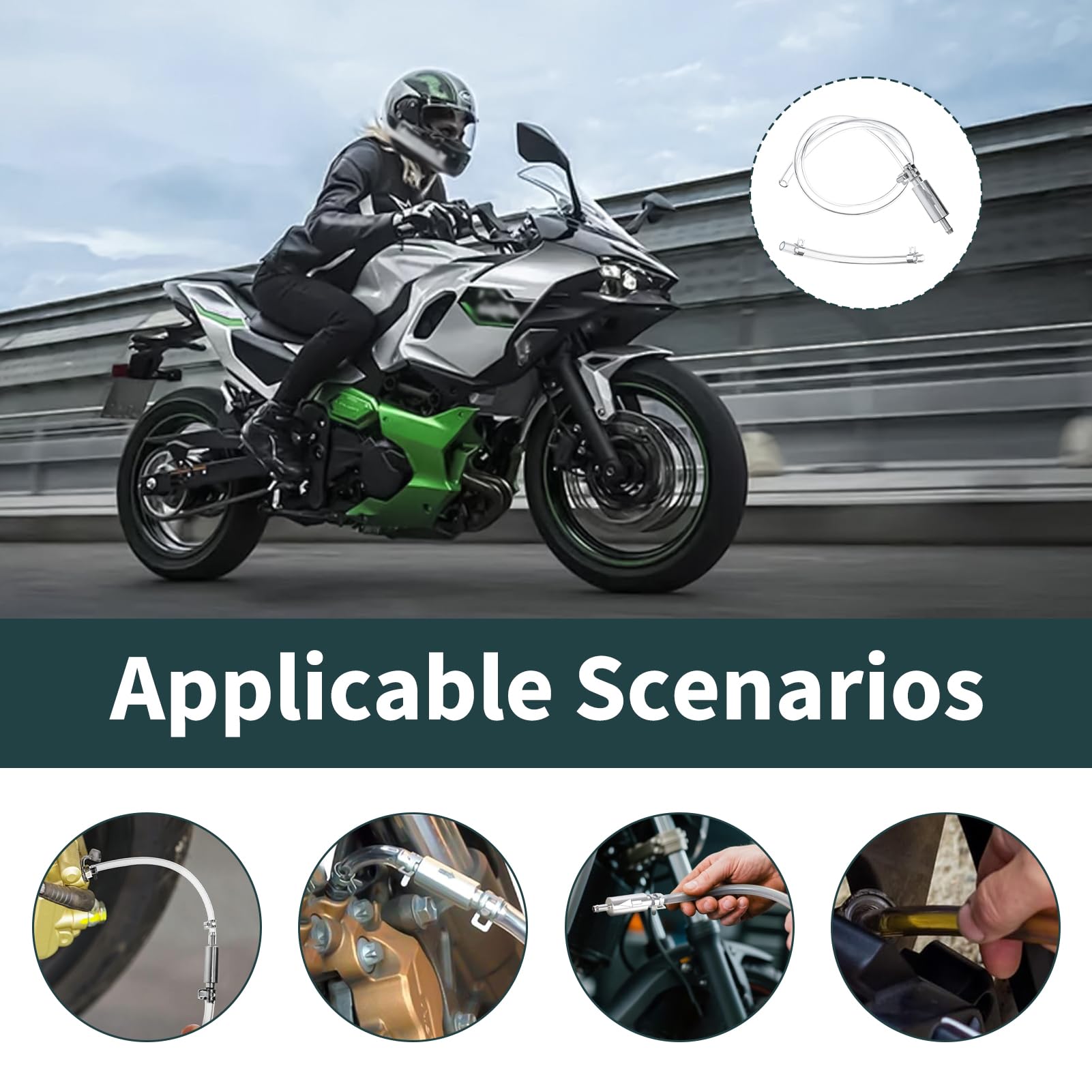 Kit de Herramientas de Purgador Frenos Coche Hidráulicos con Manguera de Goma y Valvula Unidireccional Antirretorno Frenos, Conector para Sistema Freno Embrague, Compatible con Motocicletas, Coches