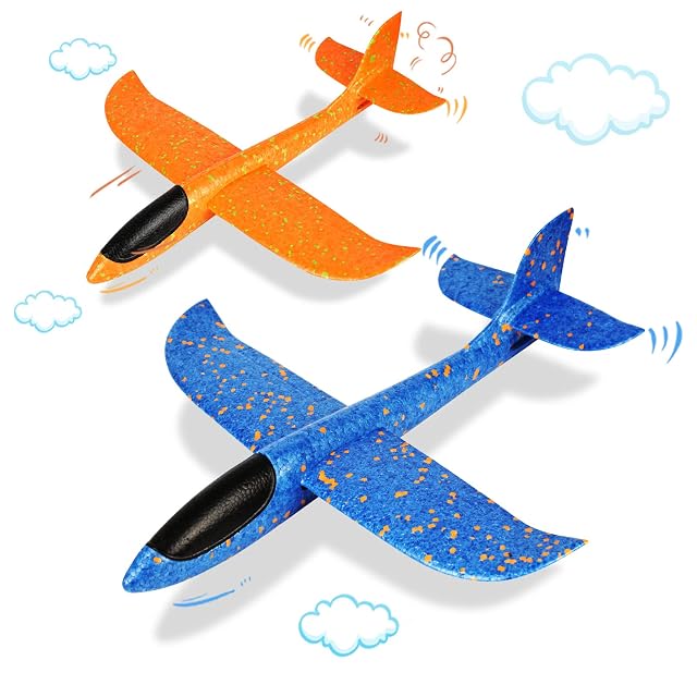 VCOSTORE Aviones de Poliespan,2 Piezas Avión Planeador Grandes Avion Espuma Corcho Avión de Juguete para Niños y Adultos