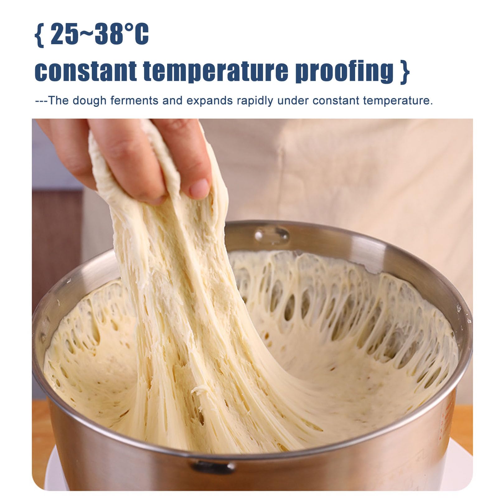 Maszyna do mieszania ciasta 5 l, szybkie ugniatanie 15 minut, mikser stojący 230 W do pieczenia ciasta do pizzy, chleba i bułek na parze, stal nierdzewna, fermentacja w stałej temperaturze