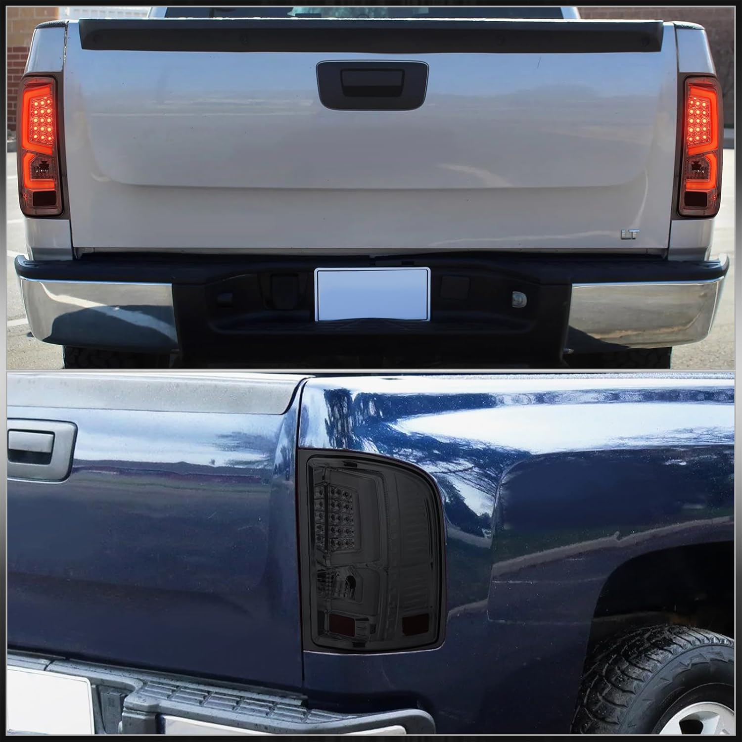 AJP Distributors LED DRL Bar Rear Brake Tail Lights Stop Lamps Housing Assembly Left Right Compatible/Replacement For Silverado 1500 2500 3500 2007 2008 2009 2010 2011 2012 2013 07 08 09 10 11 12 13