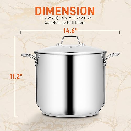Miniatura 2 de NutriChef 12-Quart Stainless Steel Stock Pot - 188 Food Grade Stainless Steel Heavy Duty Induction - Large Stockpot for Stews, Simmering & Soups