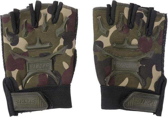 LIOOBO 1 Pair Kids Sports Half Finger Mountain Climbing Gloves Cycling Gloves for Children Outdoor Army Green