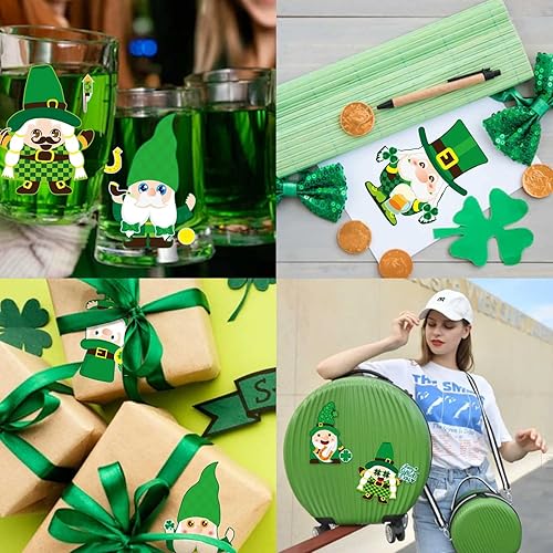 Miniatura 6 de 36 hojas de calcomanías para el día de San Patricio para niños, haz tu propio duende de la suerte, trébol de la suerte, suministros de regalo para