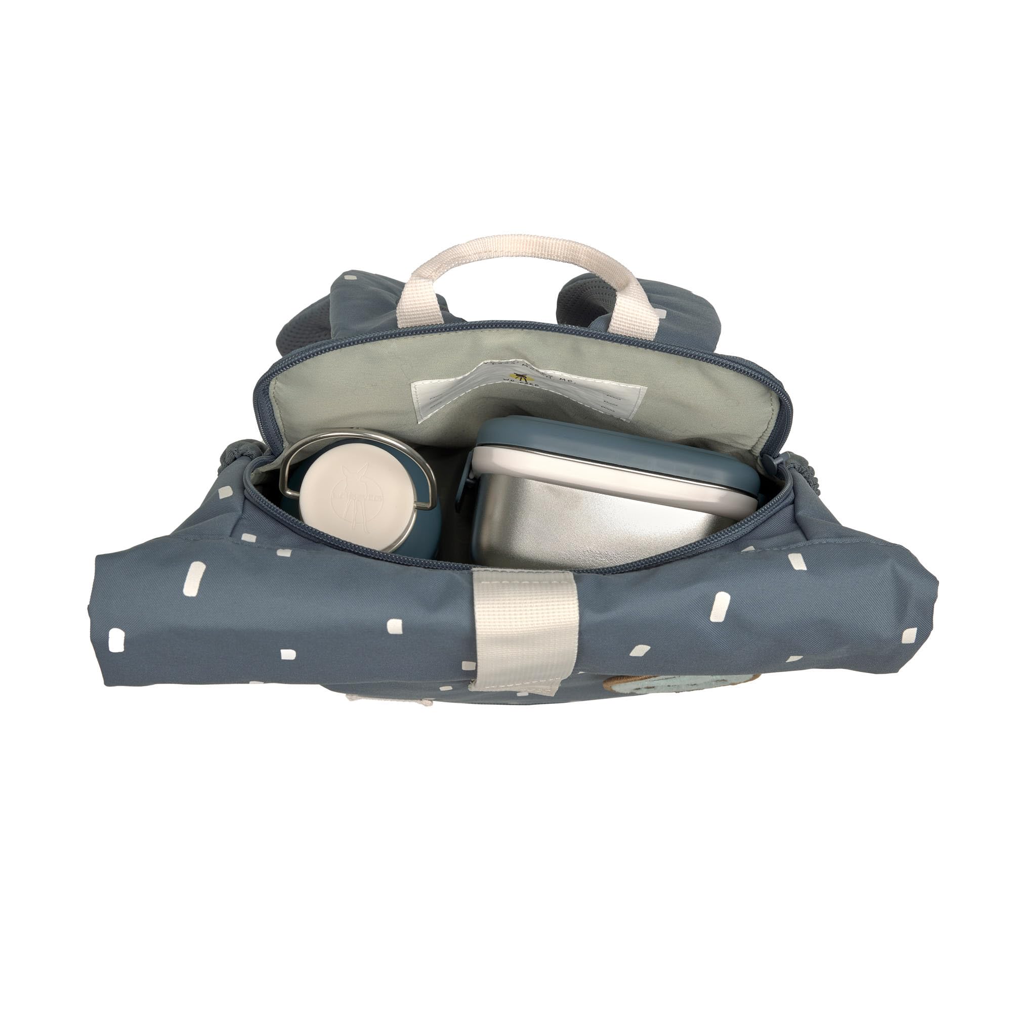 Lässig Sac à dos pour l'école maternelle Sac à dos Rolltop avec sangle de poitrine hydrofuge, 11 litres/Mini Rolltop Backpack Happy Prints bleu foncé