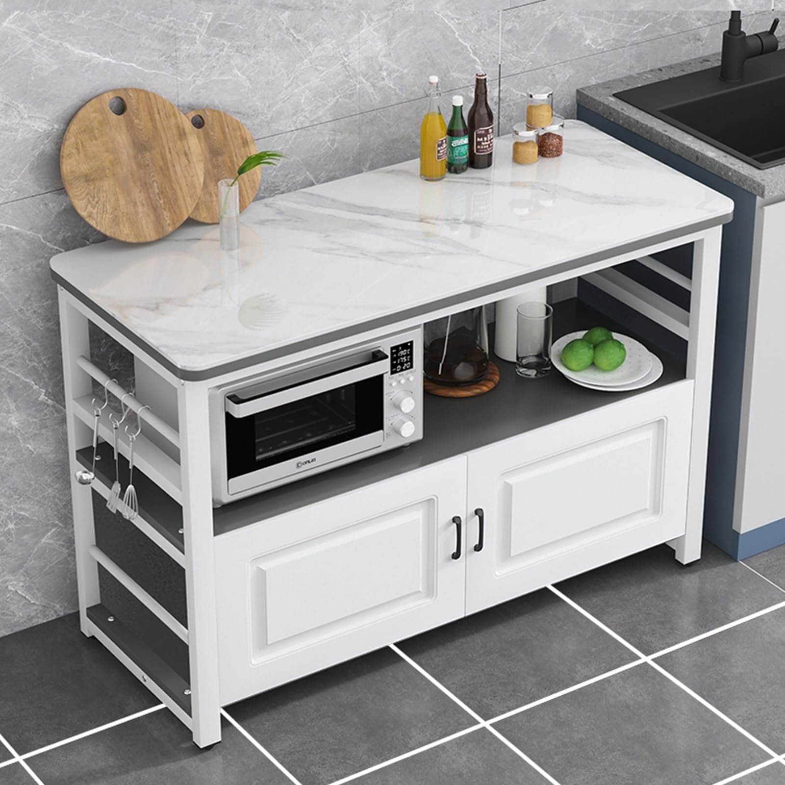 Estante de cocina con soporte de almacenamiento para microondas y estante de almacenamiento para encimera para comedor