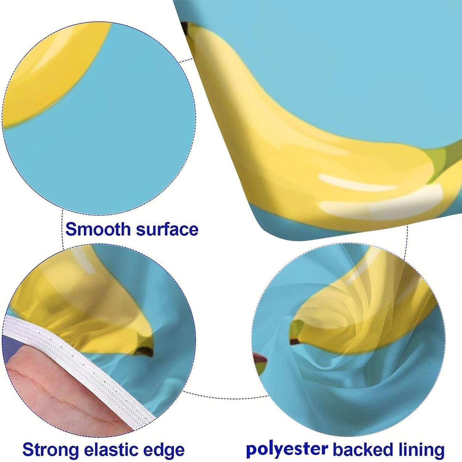 3-Piece Picnic Table Cover Set, Banana Pattern Printed on Stretchable Polyester Picnic Table Cloth, for Dinner Terrace Party 6FT (72"x30"+72"x12"*2)
