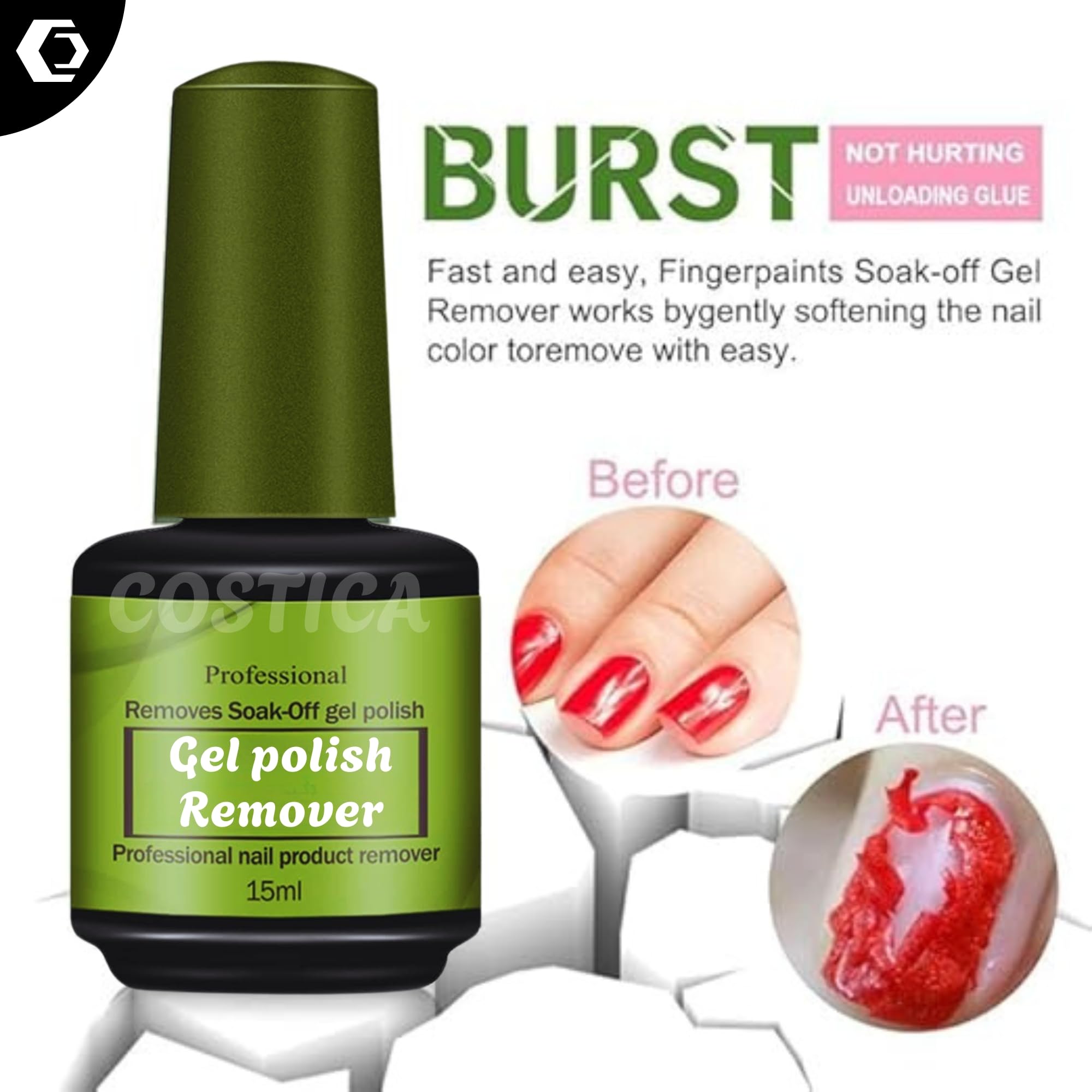 COSTICA Gel Nail Polish Remover, Professional Magic Remove Soak-Off Gel Polish, Peel Off In 2-5 Minutes, No Need for Foil, Soaking or Wrapping. - Image 3 thumbnail