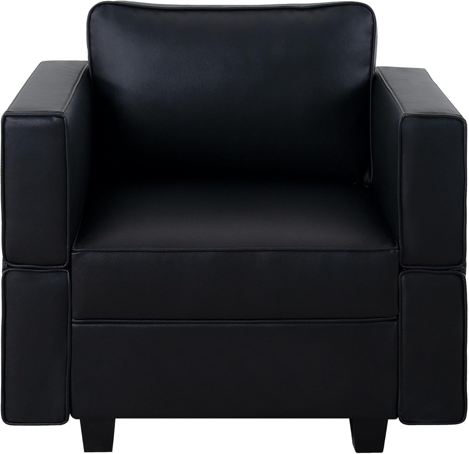 Naomi Home Sarah Accent Chair in Black Air Leather, Ergonomic Seating with Pocket Coil Springs, Compact Modern Lounge Chair for Living Room, Bedroom, or Office Use