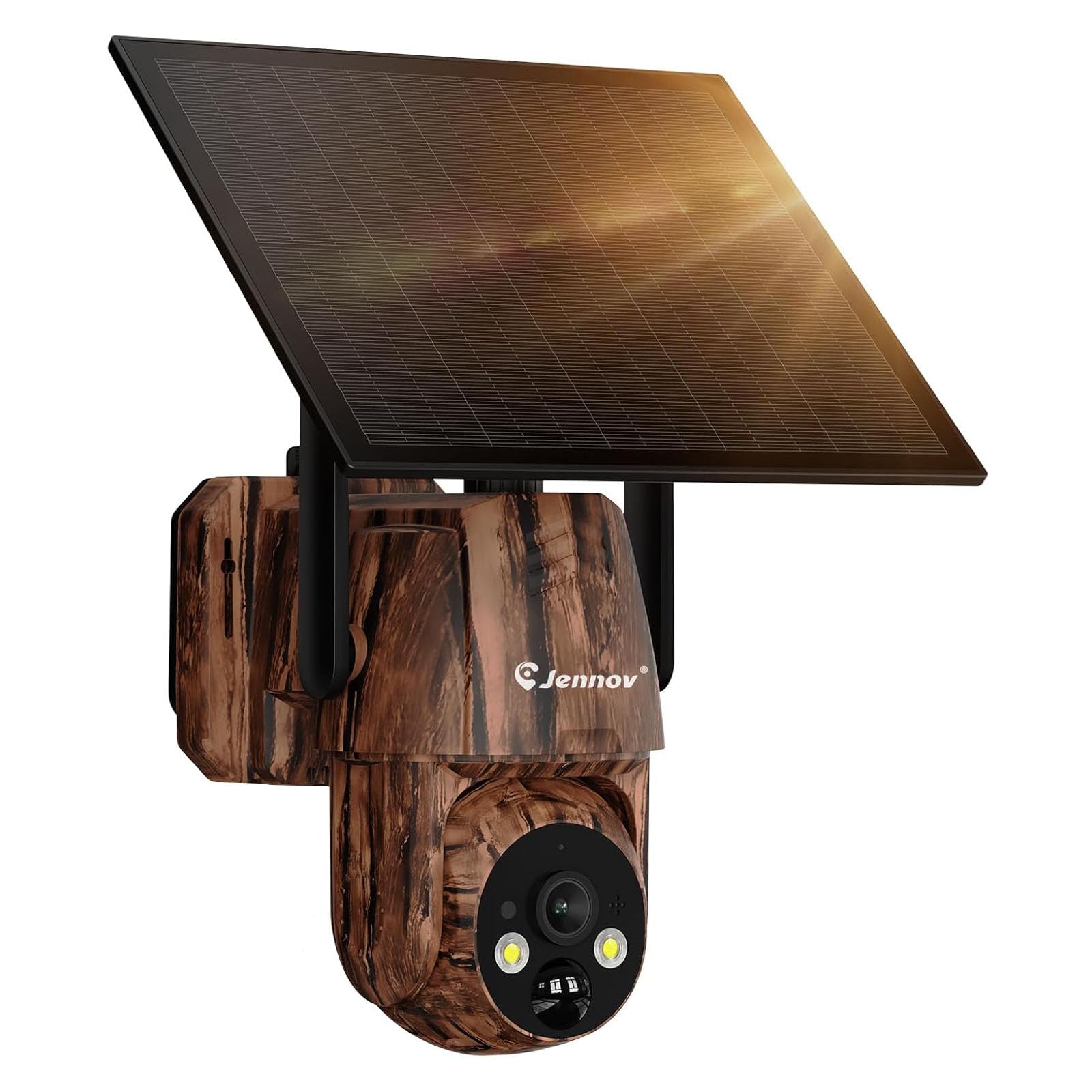 Jennov 4G LTE Cellular Trail Camera with Solar Panel, 2K Outdoor Solar Game Camera, No WiFi Needed, Color Night Vision, 360° PTZ View, Motion Detection, IP65 Waterproof for Wildlife