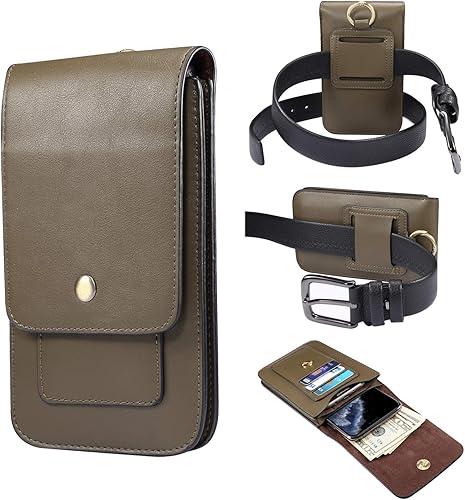 Miniatura 10 de Funda de cuero prémium para cinturón con clip para iPhone Xs Max, 11 Pro Max, 12 (5.4)12 (6.1), 6s Plus, 7 Plus, 8 Plus, para bolso de hombre