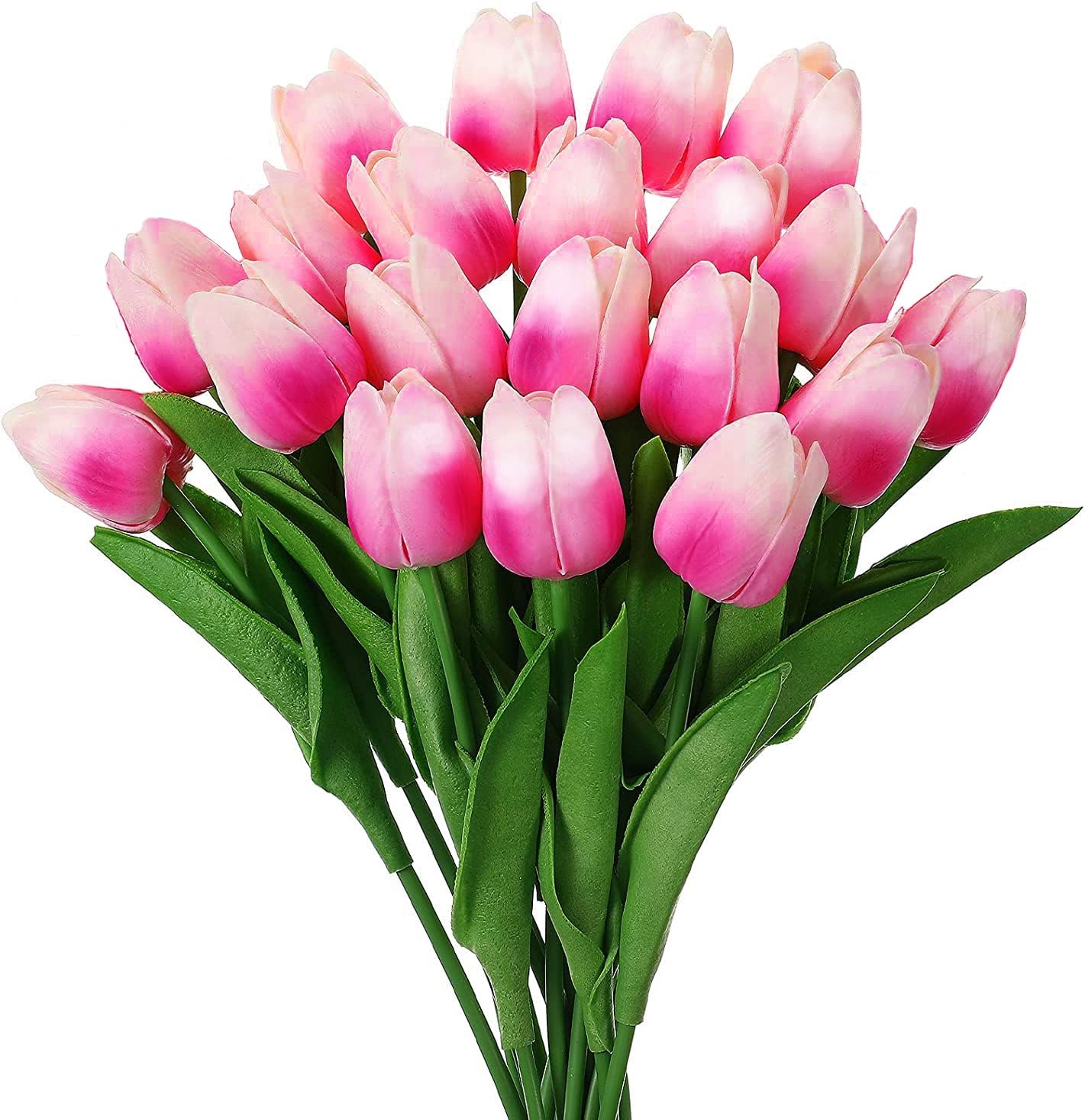 Artificial Tulip 20 Pcs Silk Flowers 13.5" for Home Decorations Centerpieces Arrangement Wedding Bouquet (Pink)
