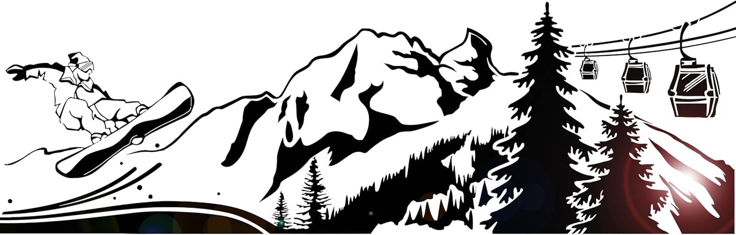 Vinyl Wall Decal Snowboard Extreme Mountain Winter Sports Stickers Mural Large Decor (g7621) Black